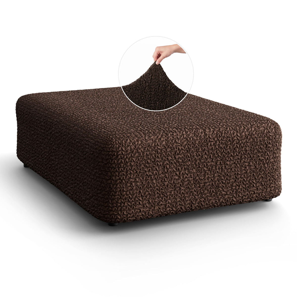 Ottoman Slipcover (Large), Comfort Collection – Dark Brown, front view | Dark Brown
