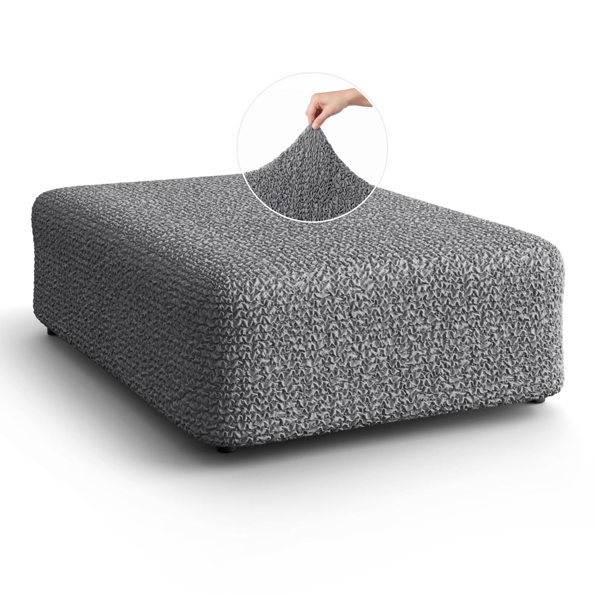 Ottoman Slipcover (Large), Comfort Collection – Dark Grey, front view | Dark Grey