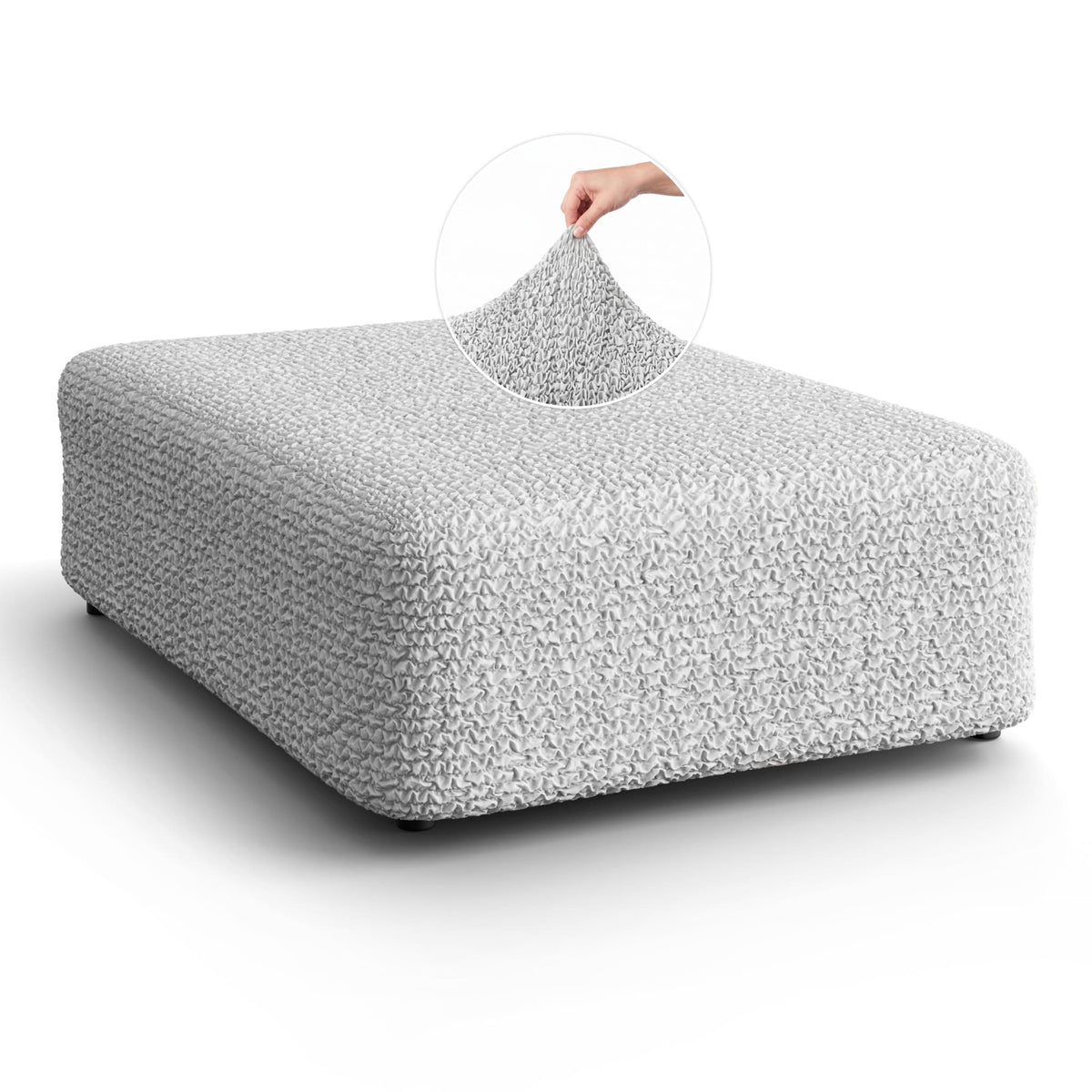 Ottoman Slipcover (Large), Comfort Collection – Light Grey, front view | Light Grey