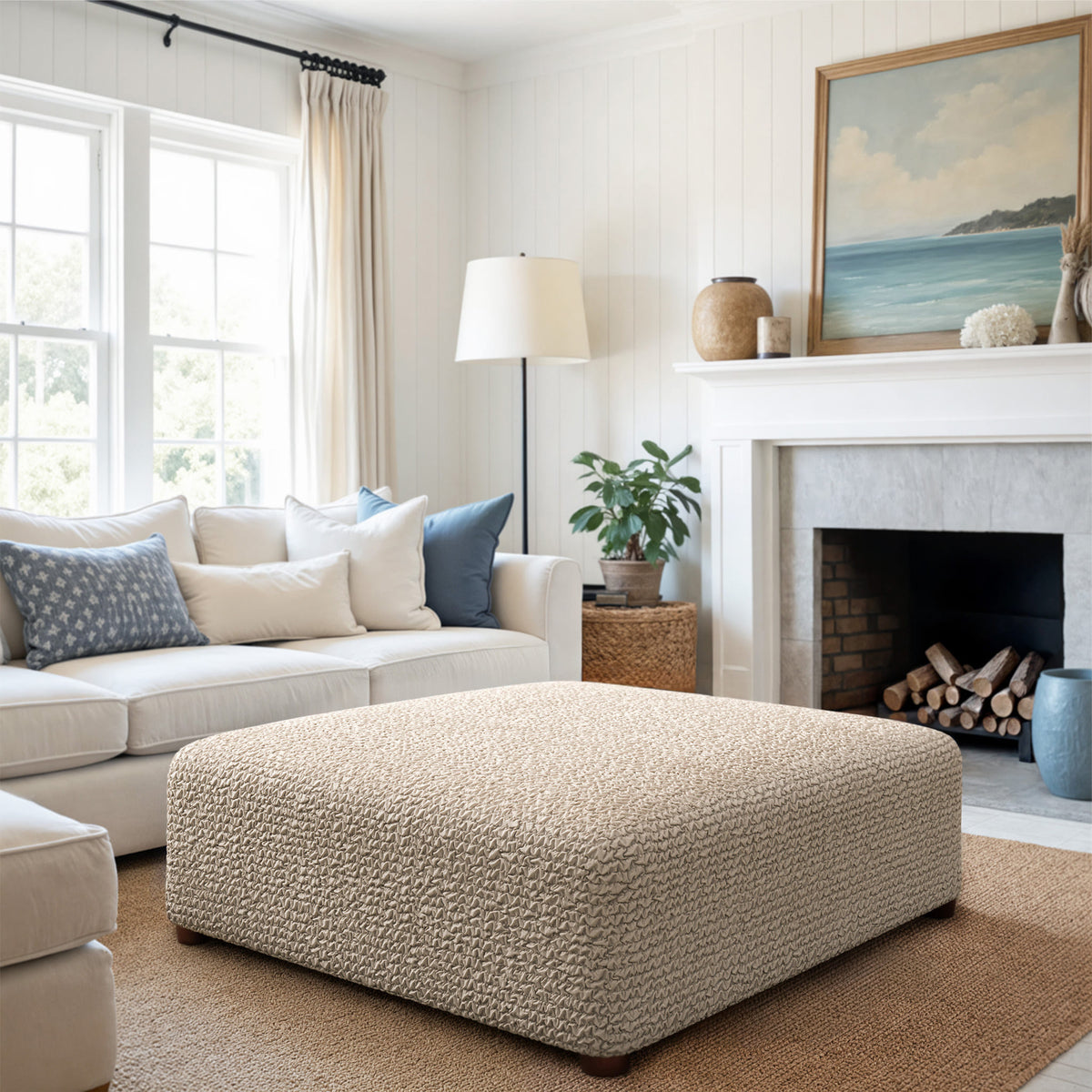 Ottoman Slipcover (Large), Comfort Collection – Macadamia, interior view 1 | Macadamia
