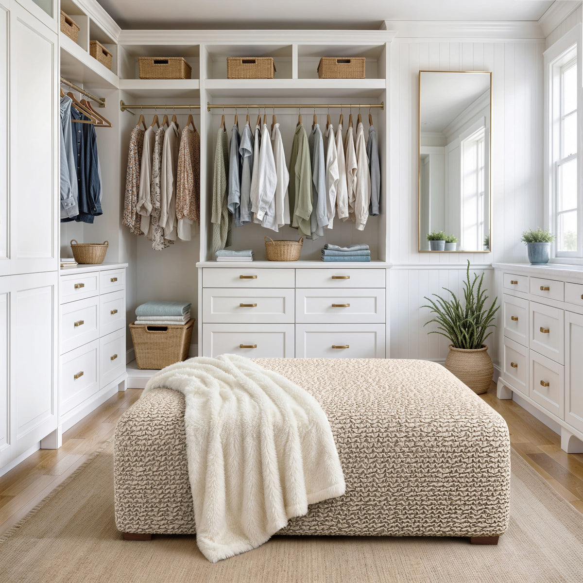 Ottoman Slipcover (Large), Comfort Collection – Macadamia, interior view 2 | Macadamia