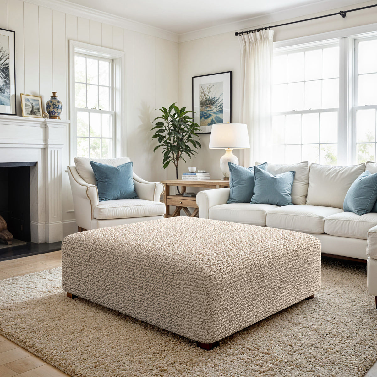 Ottoman Slipcover (Large), Comfort Collection – Macadamia, interior view 3 | Macadamia