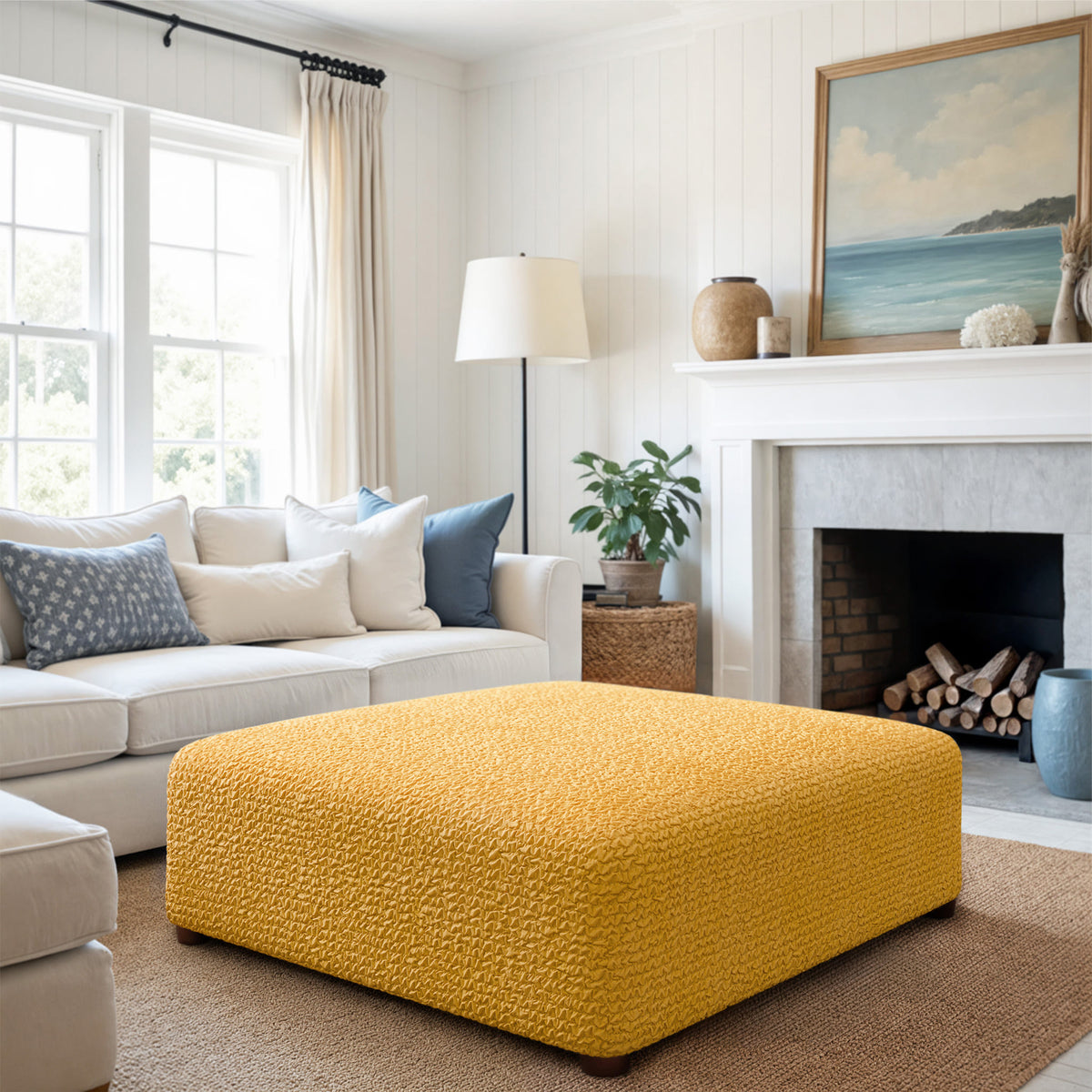 Ottoman Slipcover (Large), Comfort Collection – Mango, interior view 1 | Mango