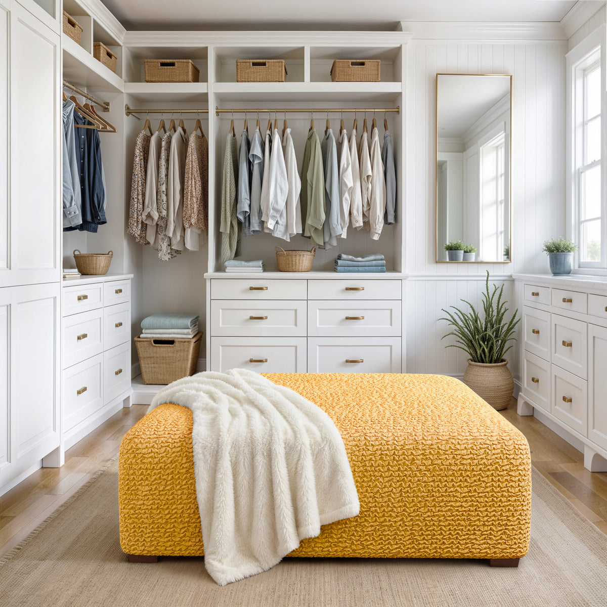 Ottoman Slipcover (Large), Comfort Collection – Mango, interior view 2 | Mango