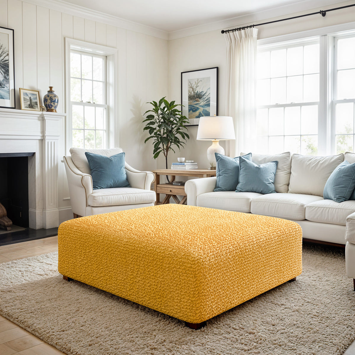 Ottoman Slipcover (Large), Comfort Collection – Mango, interior view 3 | Mango