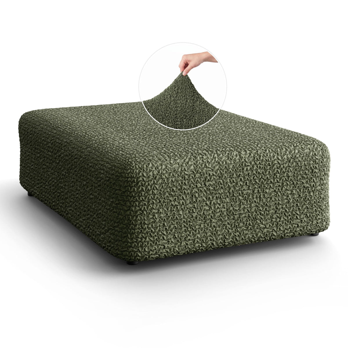Ottoman Slipcover (Large), Comfort Collection – Moss Green, front view | Moss Green