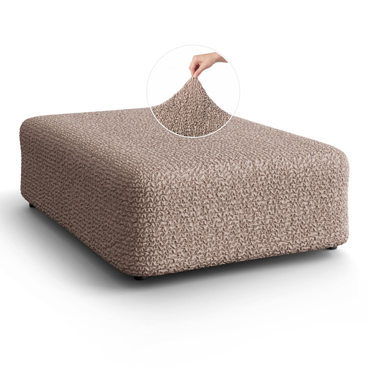Ottoman Slipcover (Large), Comfort Collection – Soft Taupe, front view | Soft Taupe