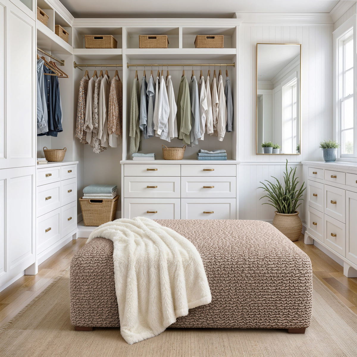 Ottoman Slipcover (Large), Comfort Collection – Soft Taupe, interior view 2 | Soft Taupe