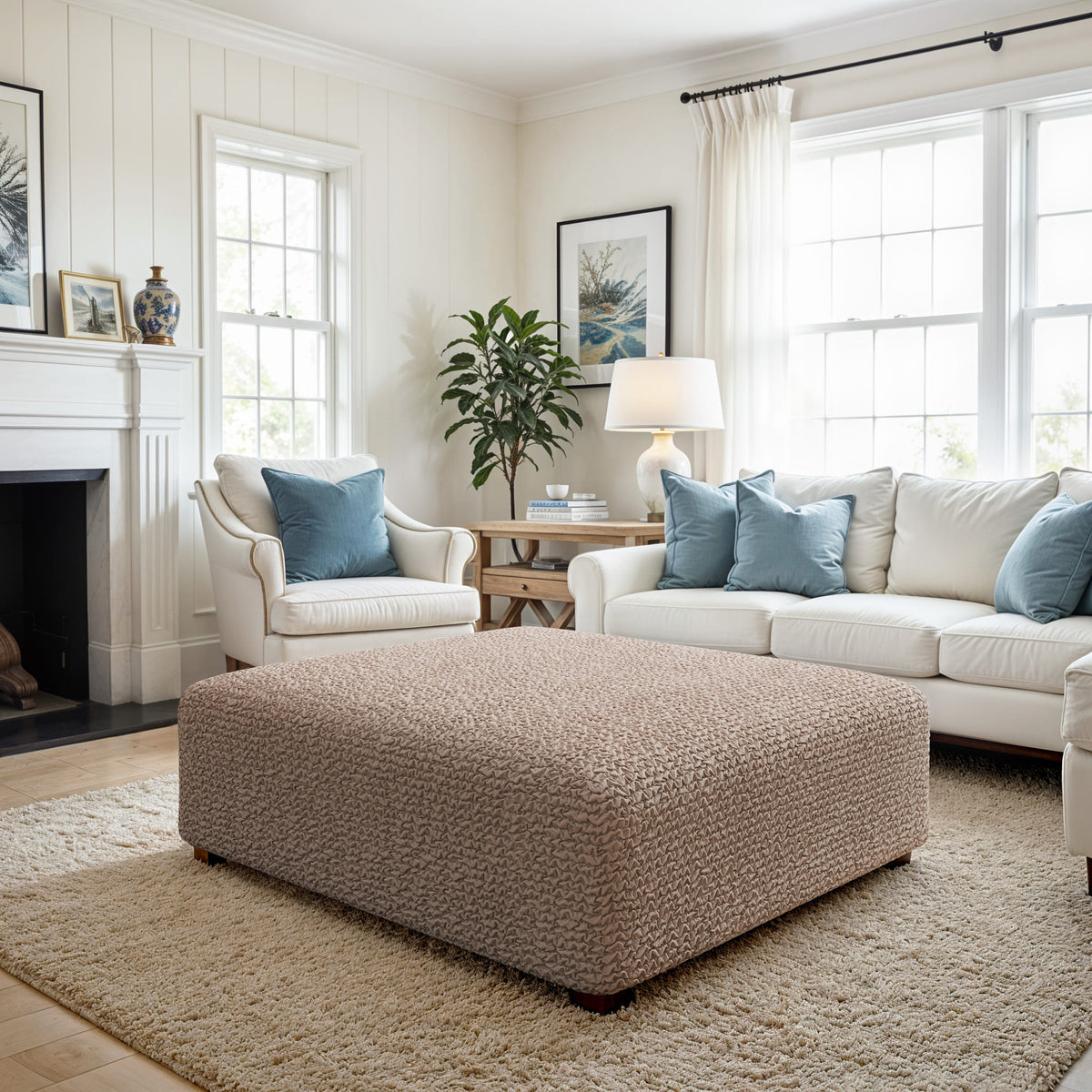 Ottoman Slipcover (Large), Comfort Collection – Soft Taupe, interior view 3 | Soft Taupe