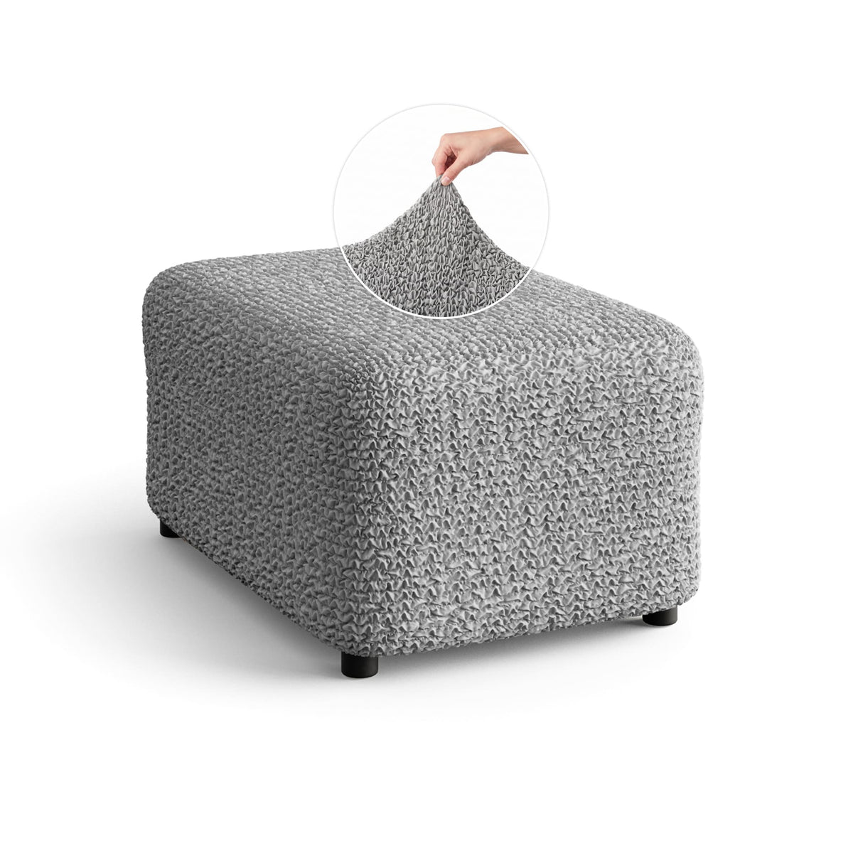 Ottoman Slipcover (Medium), Comfort Collection – Ash, front view | Ash