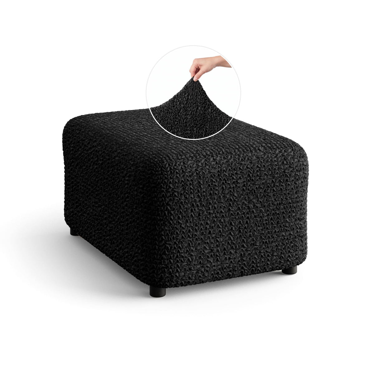 Ottoman Slipcover (Medium), Comfort Collection – Black, front view | Black