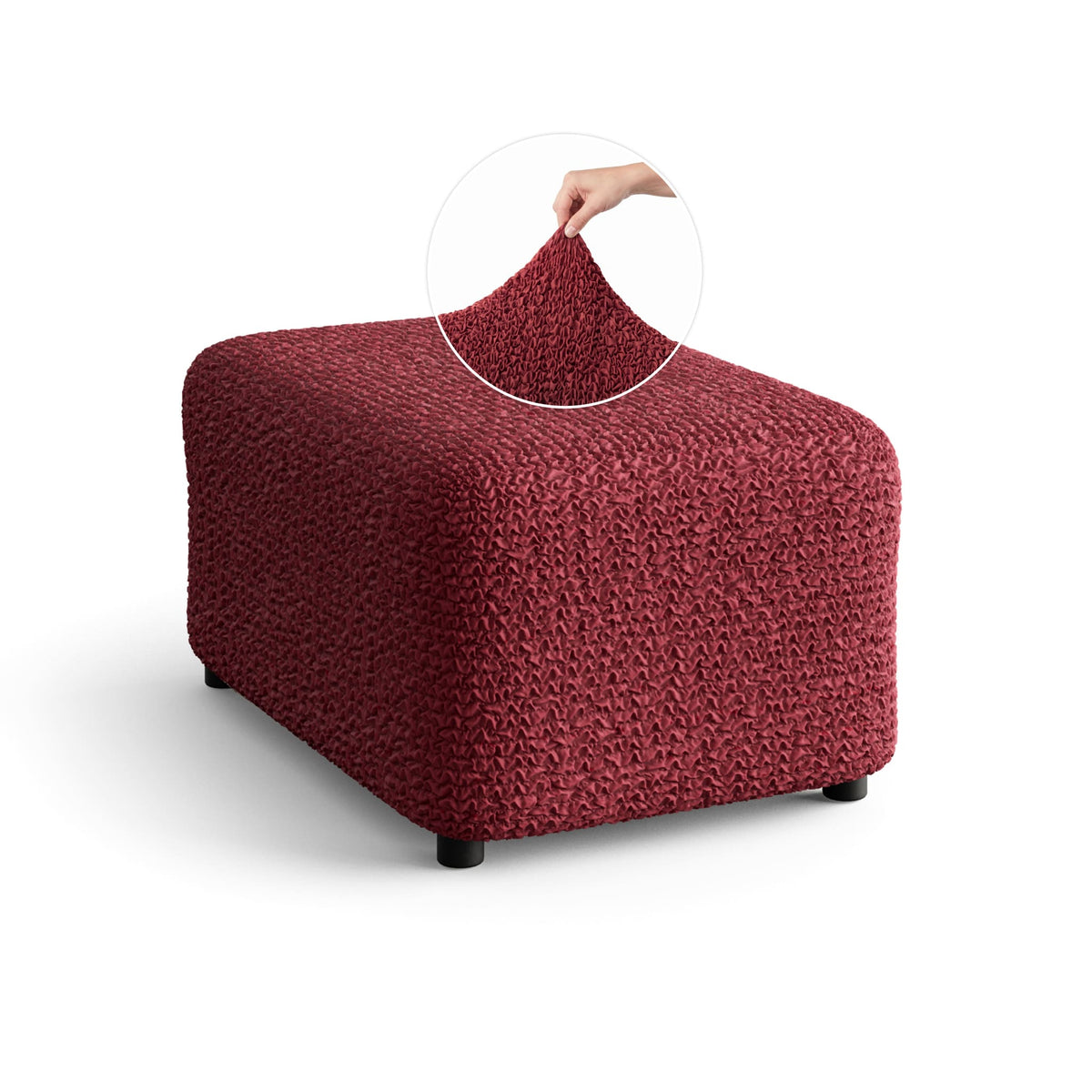 Ottoman Slipcover (Medium), Comfort Collection – Burgundy, front view | Burgundy