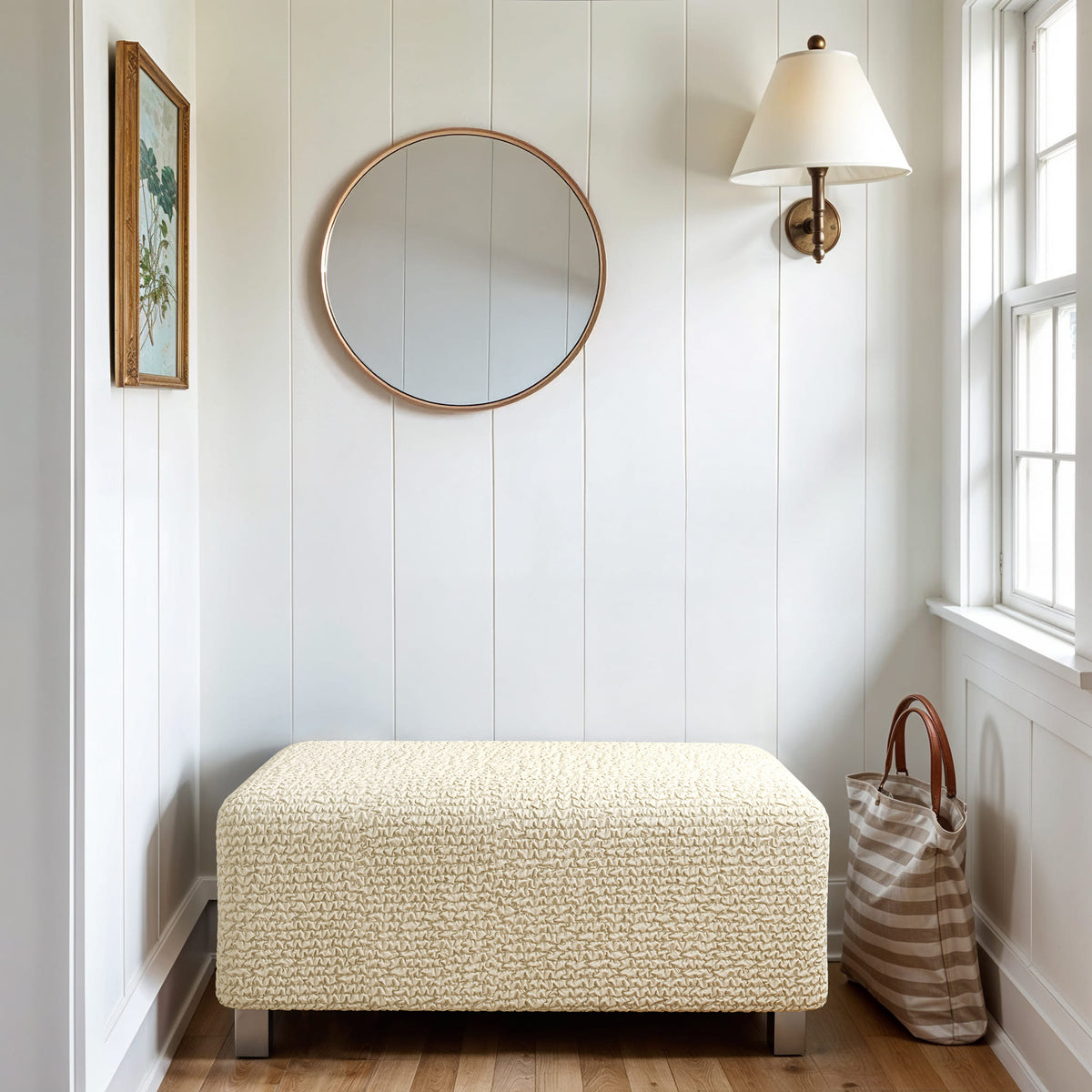 Ottoman Slipcover (Medium), Comfort Collection – Cream, interior view 2 | Cream