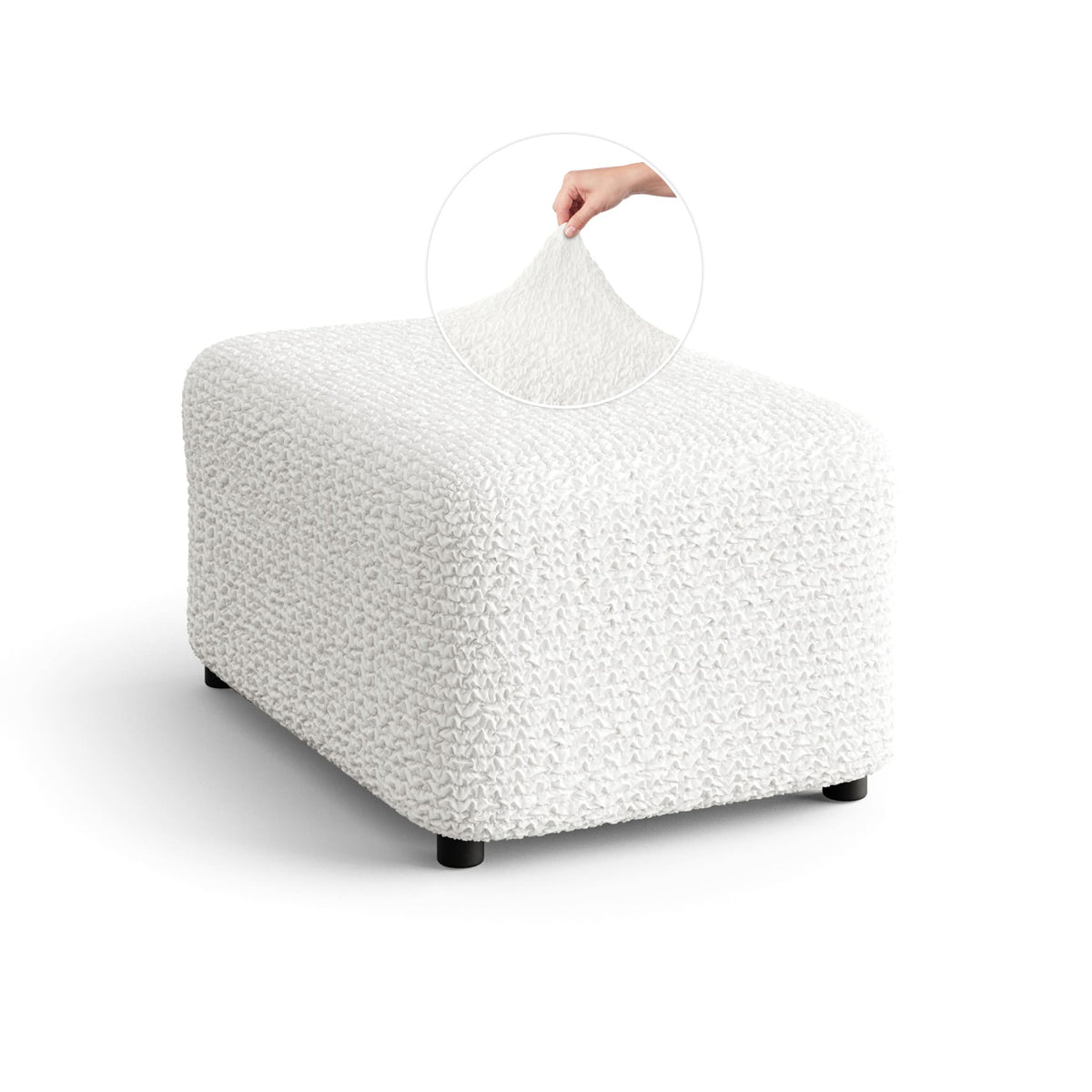 Ottoman Slipcover (Medium), Comfort Collection – Crisp White, front view | Crisp White