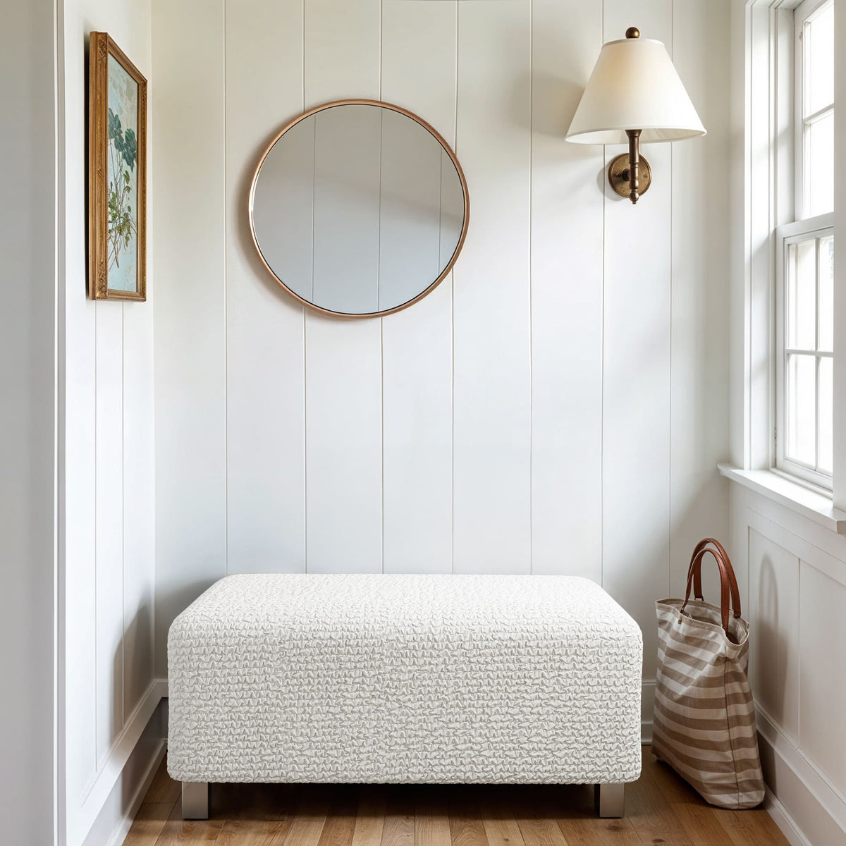 Ottoman Slipcover (Medium), Comfort Collection – Crisp White, interior view 2 | Crisp White
