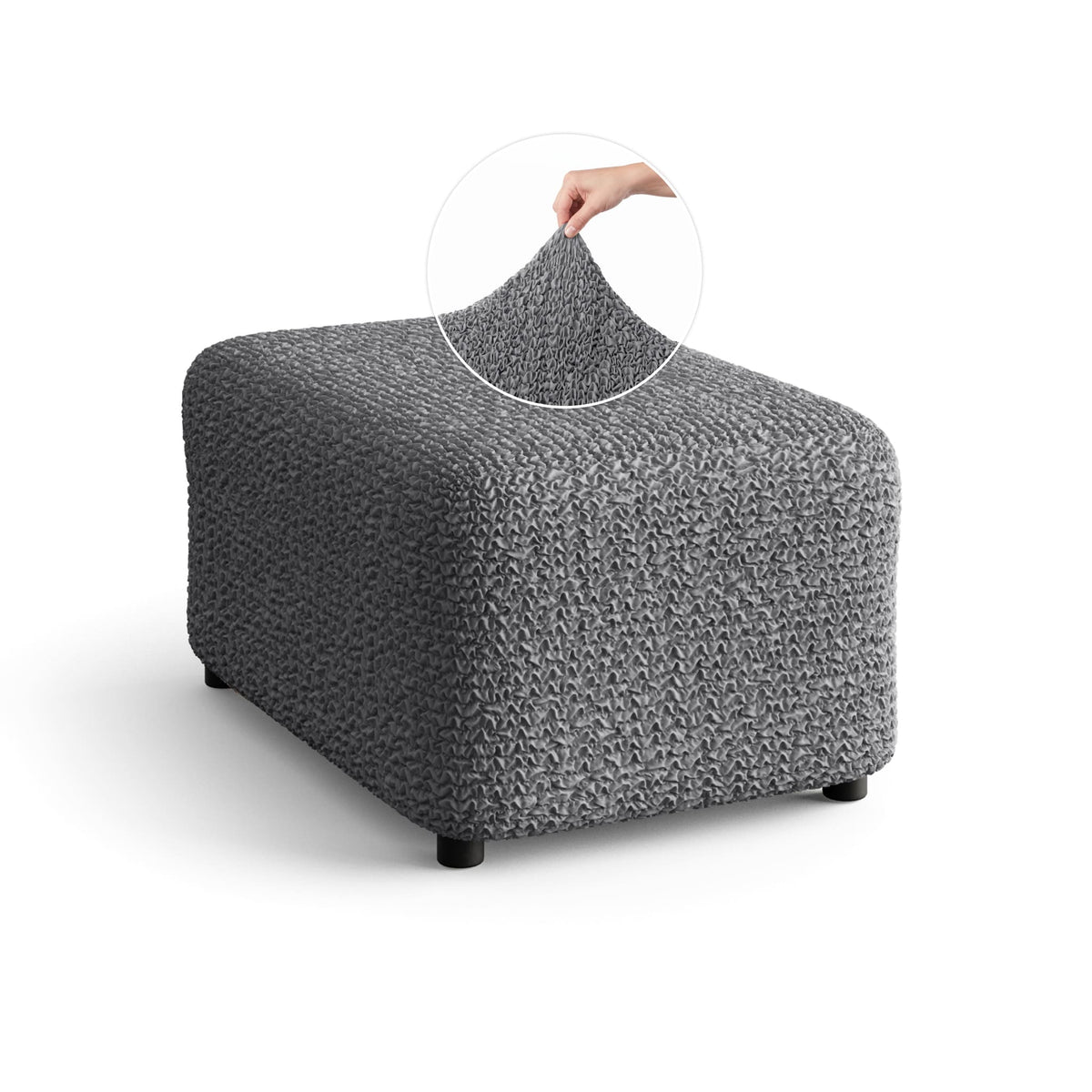 Ottoman Slipcover (Medium), Comfort Collection – Dark Grey, front view | Dark Grey