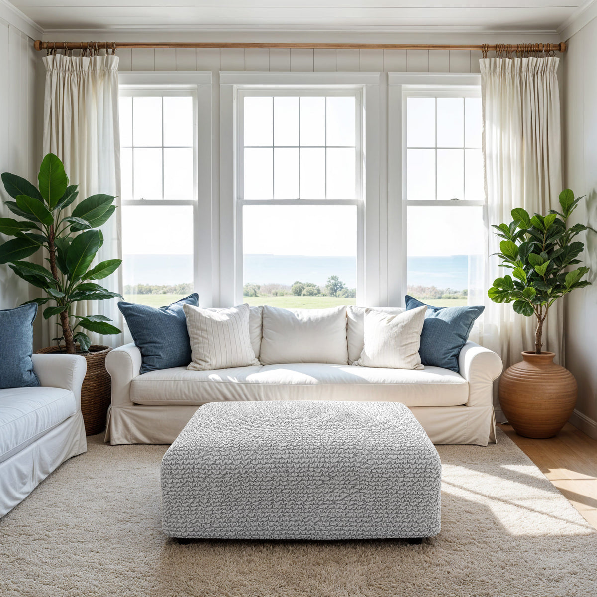 Ottoman Slipcover (Medium), Comfort Collection – Light Grey, interior view 1 | Light Grey