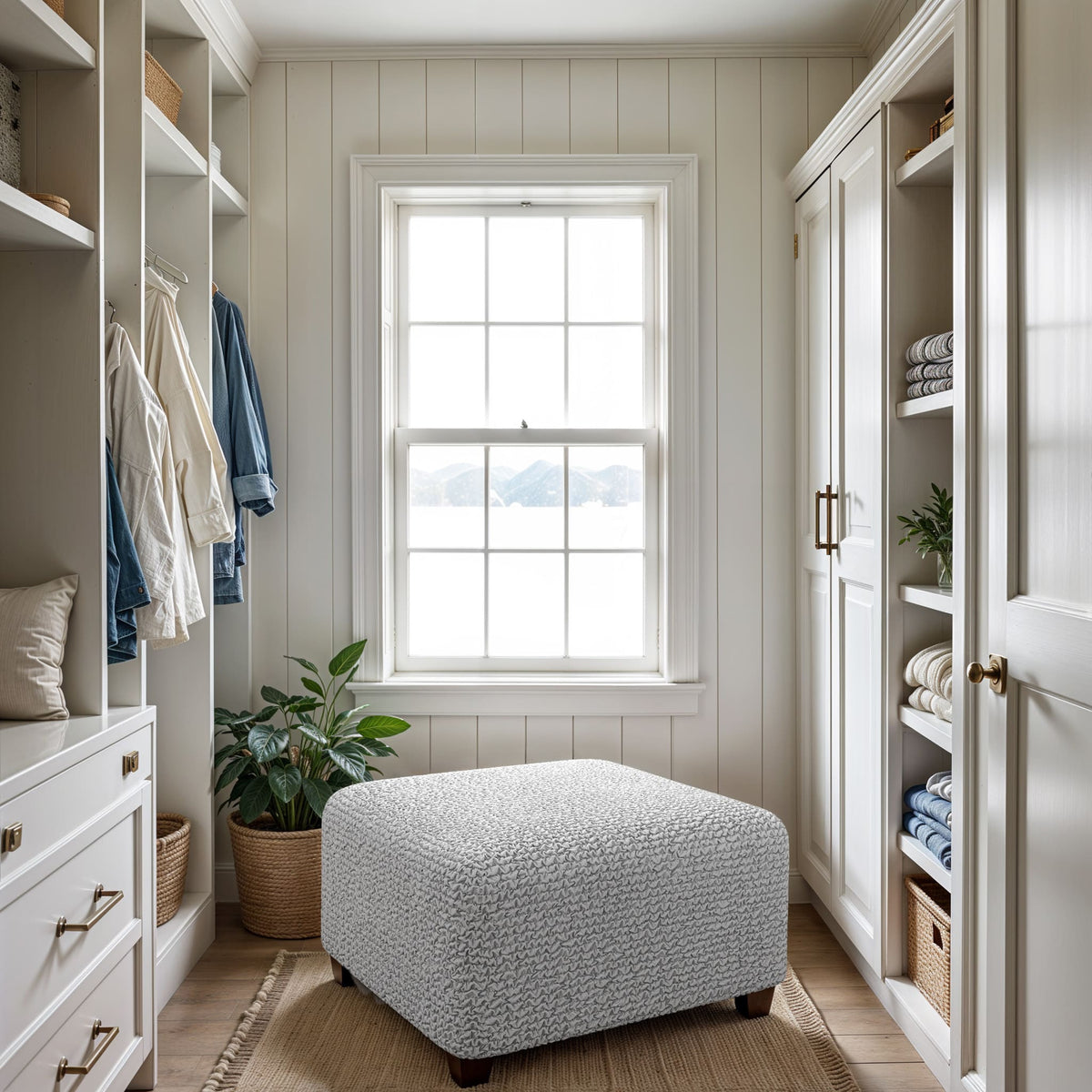 Ottoman Slipcover (Medium), Comfort Collection – Light Grey, interior view 3 | Light Grey