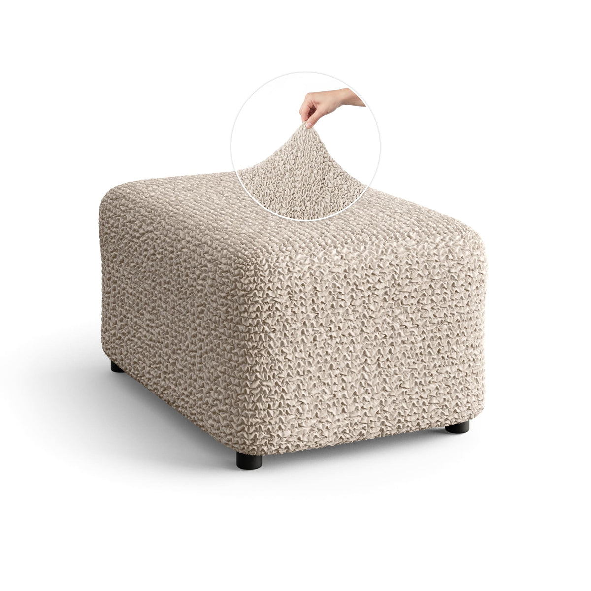 Ottoman Slipcover (Medium), Comfort Collection – Macadamia, front view | Macadamia