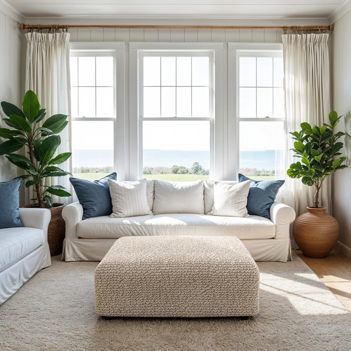 Ottoman Slipcover (Medium), Comfort Collection – Macadamia, interior view 1 | Macadamia