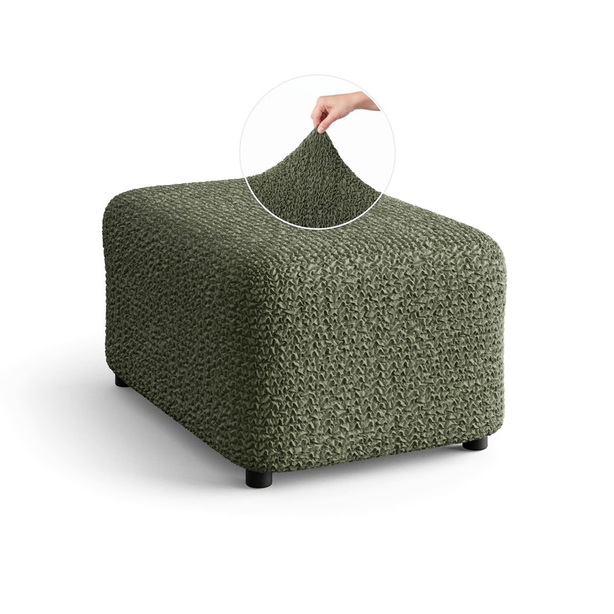 Ottoman Slipcover (Medium), Comfort Collection – Moss Green, front view | Moss Green