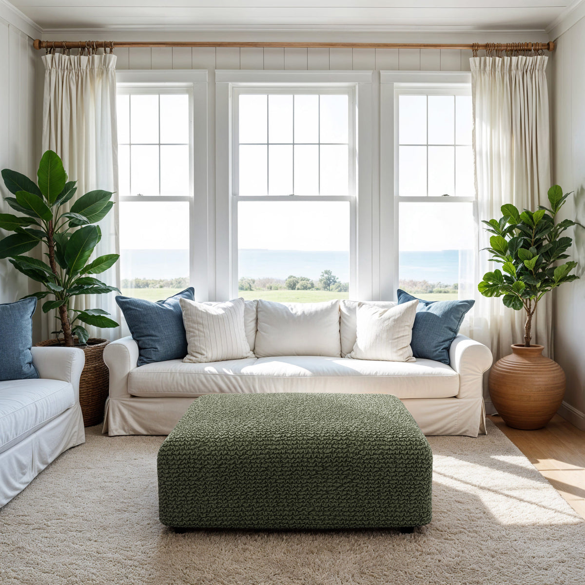 Ottoman Slipcover (Medium), Comfort Collection – Moss Green, interior view 1 | Moss Green