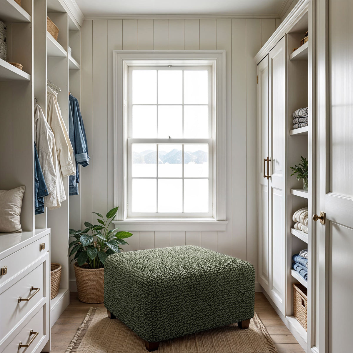 Ottoman Slipcover (Medium), Comfort Collection – Moss Green, interior view 3 | Moss Green