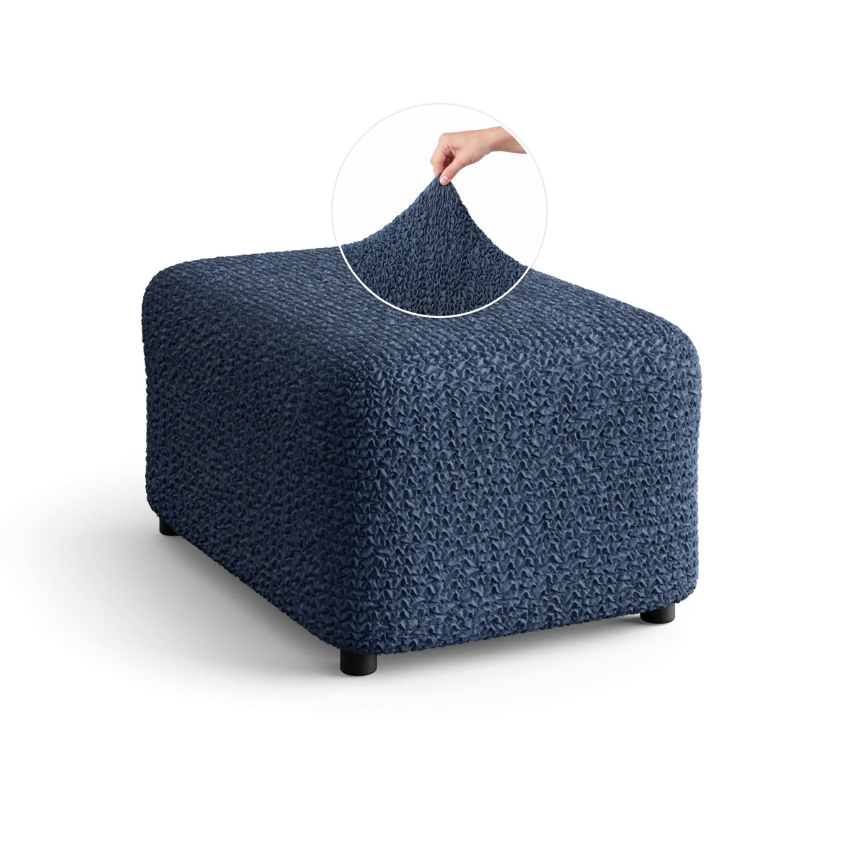 Ottoman Slipcover (Medium), Comfort Collection – Navy Blue, front view | Navy Blue
