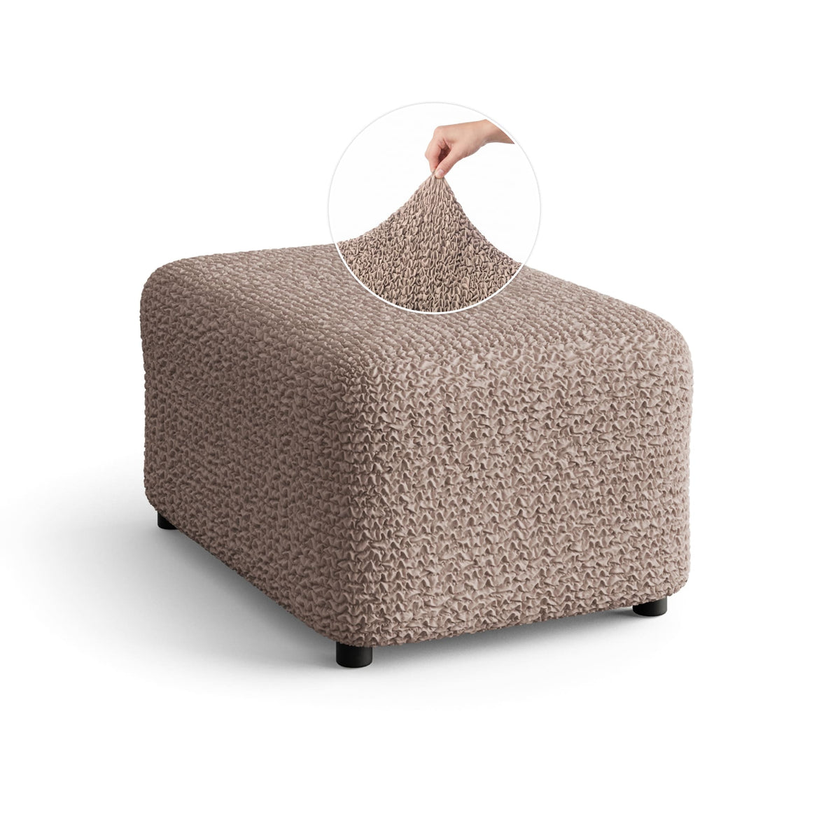 Ottoman Slipcover (Medium), Comfort Collection – Soft Taupe, front view | Soft Taupe