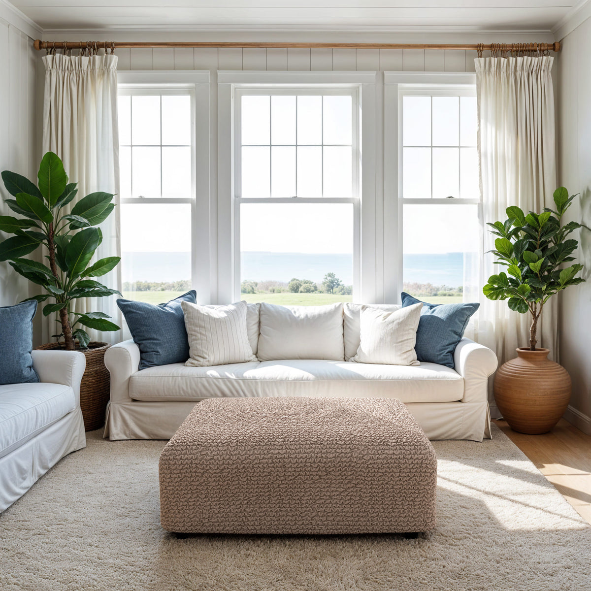 Ottoman Slipcover (Medium), Comfort Collection – Soft Taupe, interior view 1 | Soft Taupe