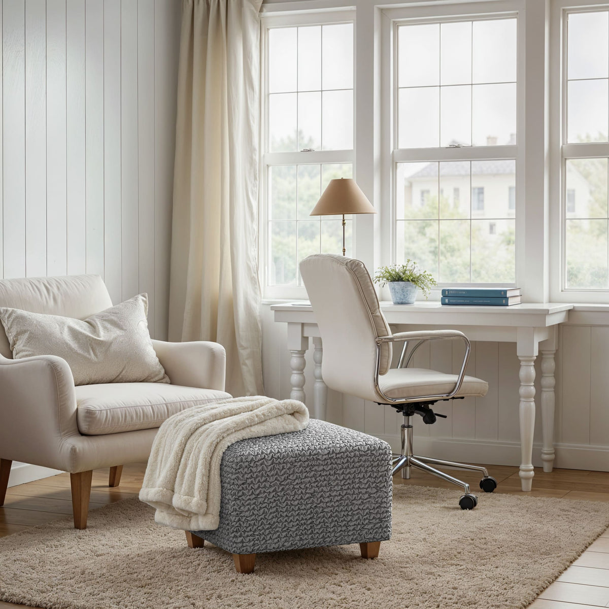 Ottoman Slipcover (Small), Comfort Collection – Ash, interior view 1 | Ash