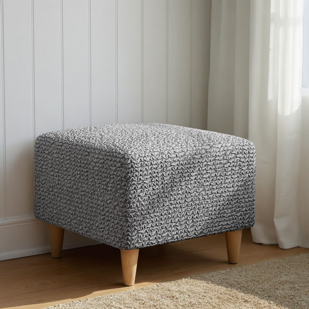 Ottoman Slipcover (Small), Comfort Collection – Ash, interior view 3 | Ash