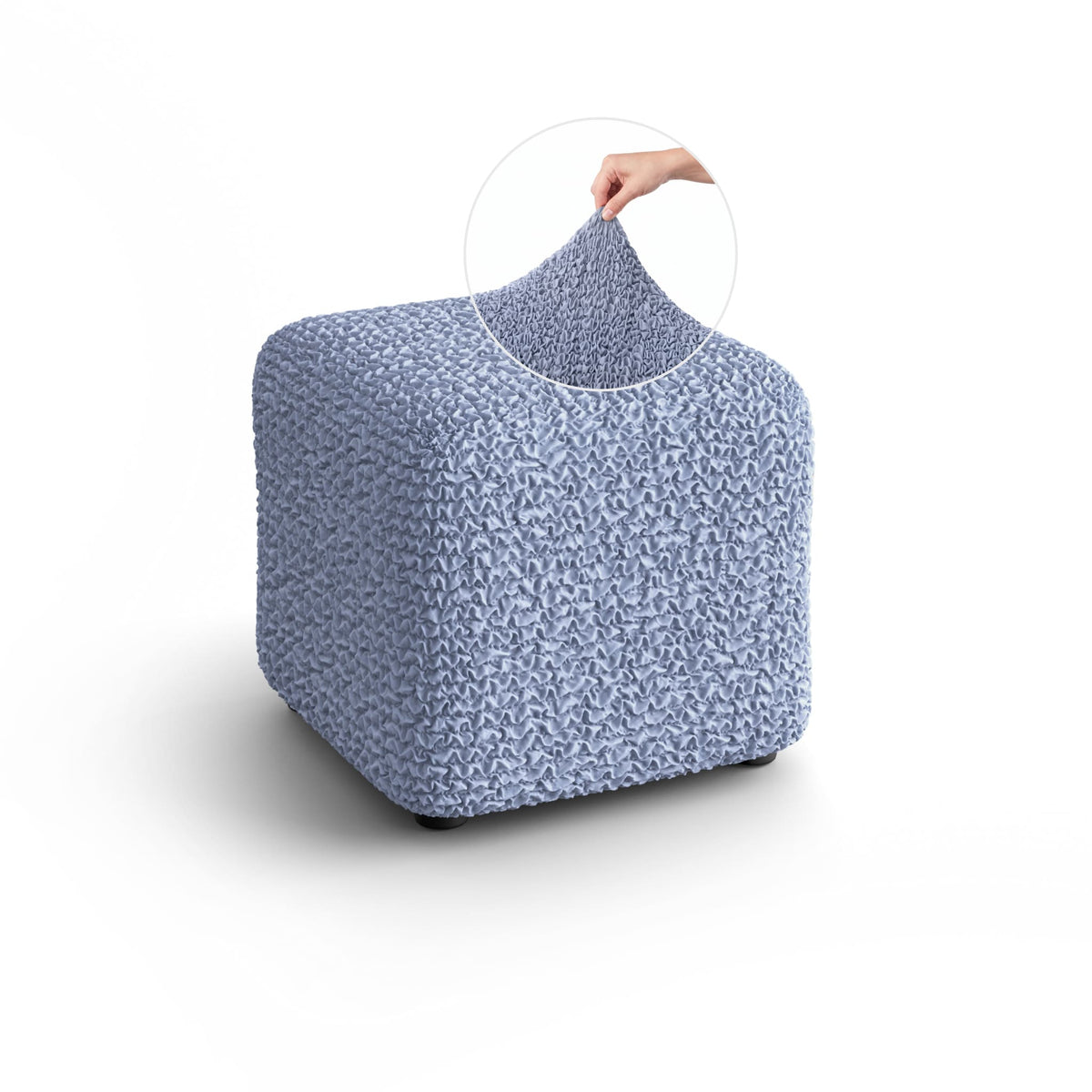 Ottoman Slipcover (Small), Comfort Collection – Blue, front view | Blue
