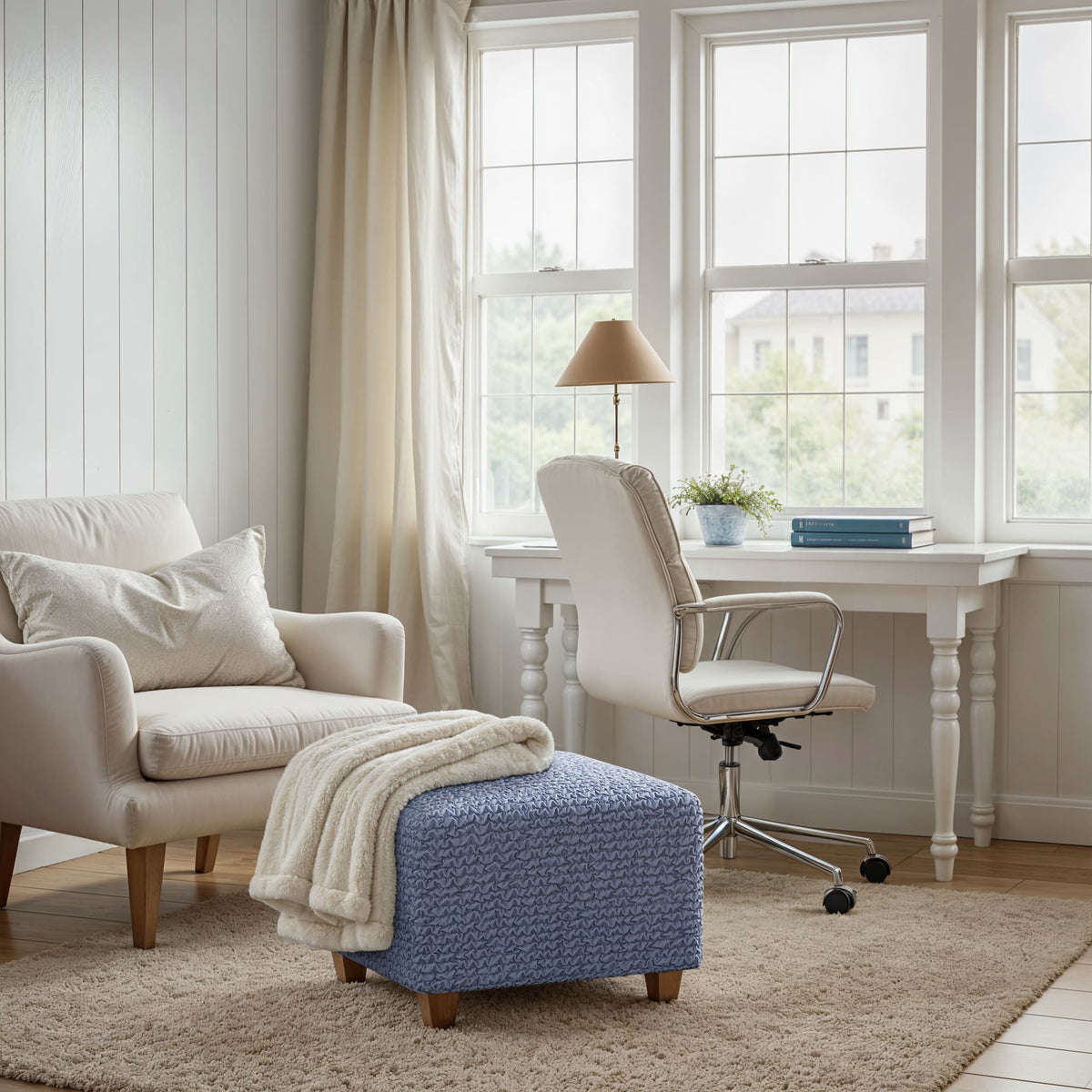 Ottoman Slipcover (Small), Comfort Collection – Blue, interior view 1 | Blue