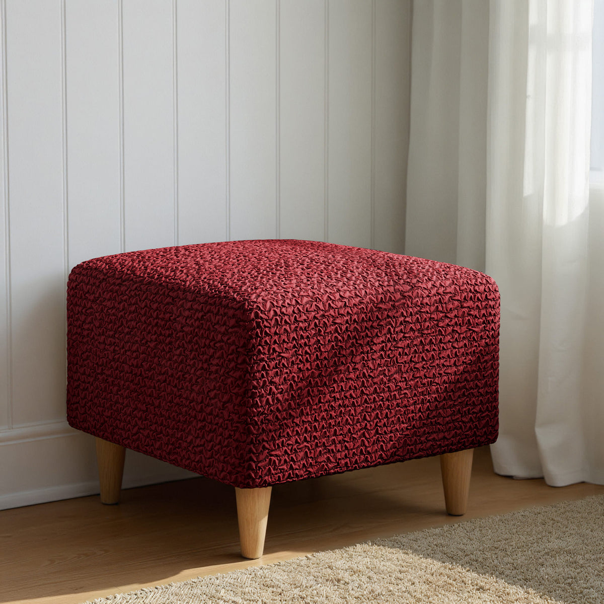 Ottoman Slipcover (Small), Comfort Collection – Burgundy, interior view 3 | Burgundy
