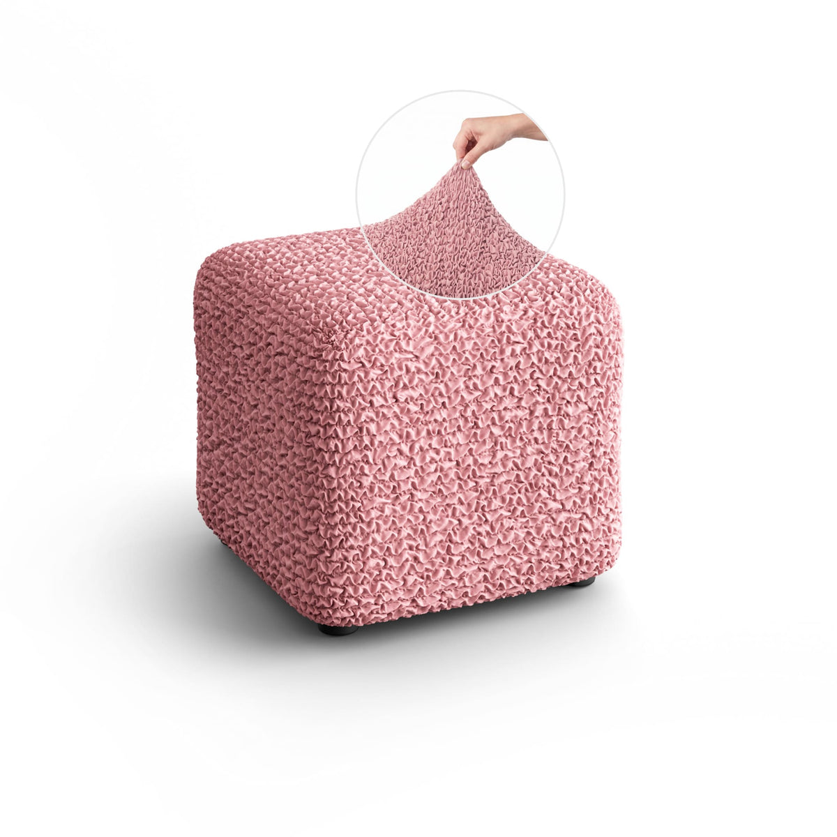 Ottoman Slipcover (Small), Comfort Collection – Coral Pink, front view | Coral Pink
