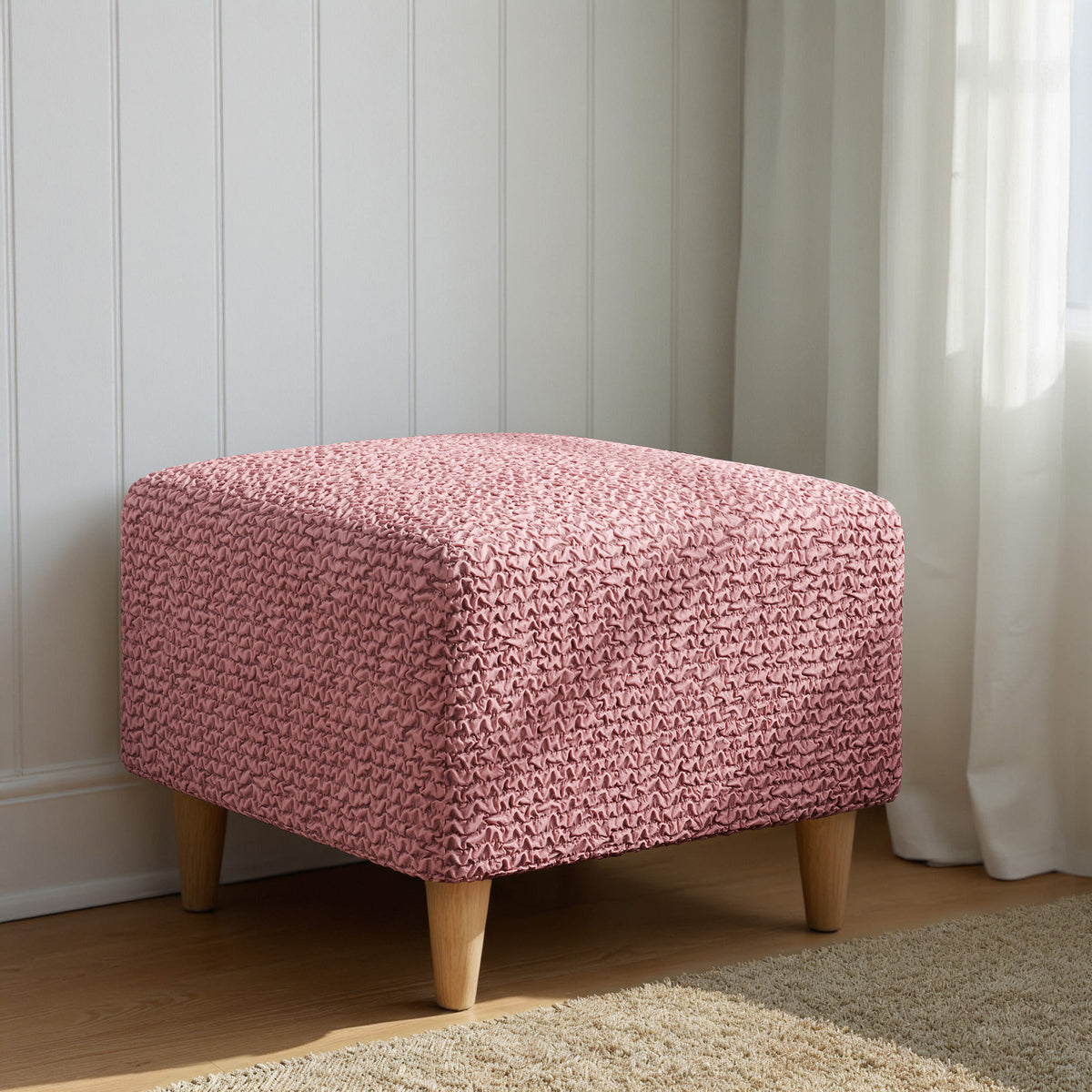 Ottoman Slipcover (Small), Comfort Collection – Coral Pink, interior view 3 | Coral Pink