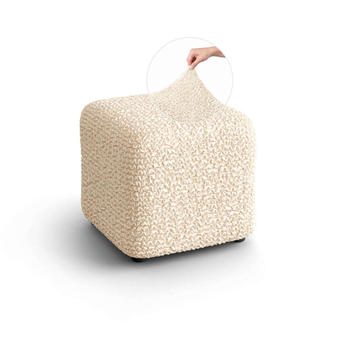 Ottoman Slipcover (Small), Comfort Collection – Cream, front view | Cream