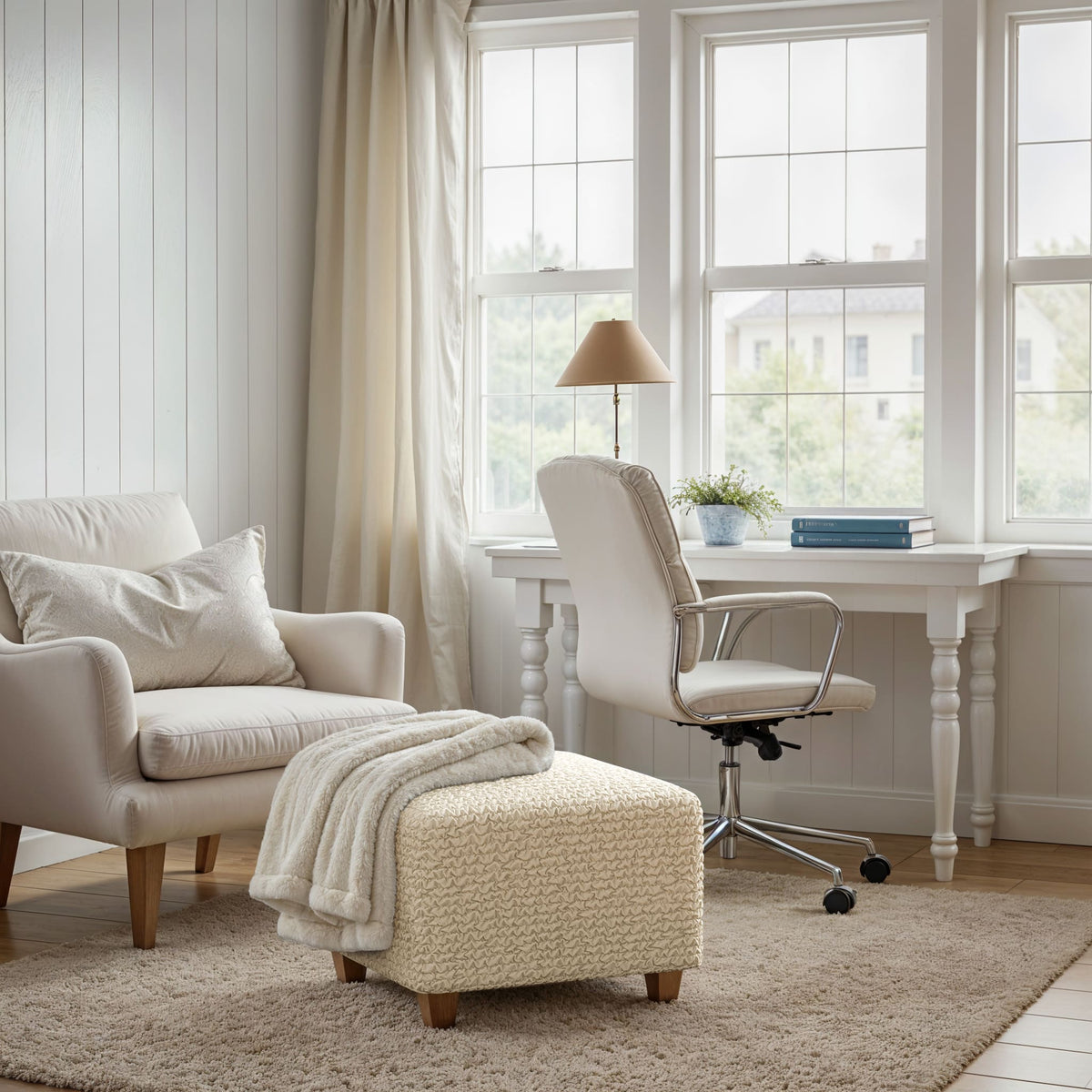 Ottoman Slipcover (Small), Comfort Collection – Cream, interior view 1 | Cream