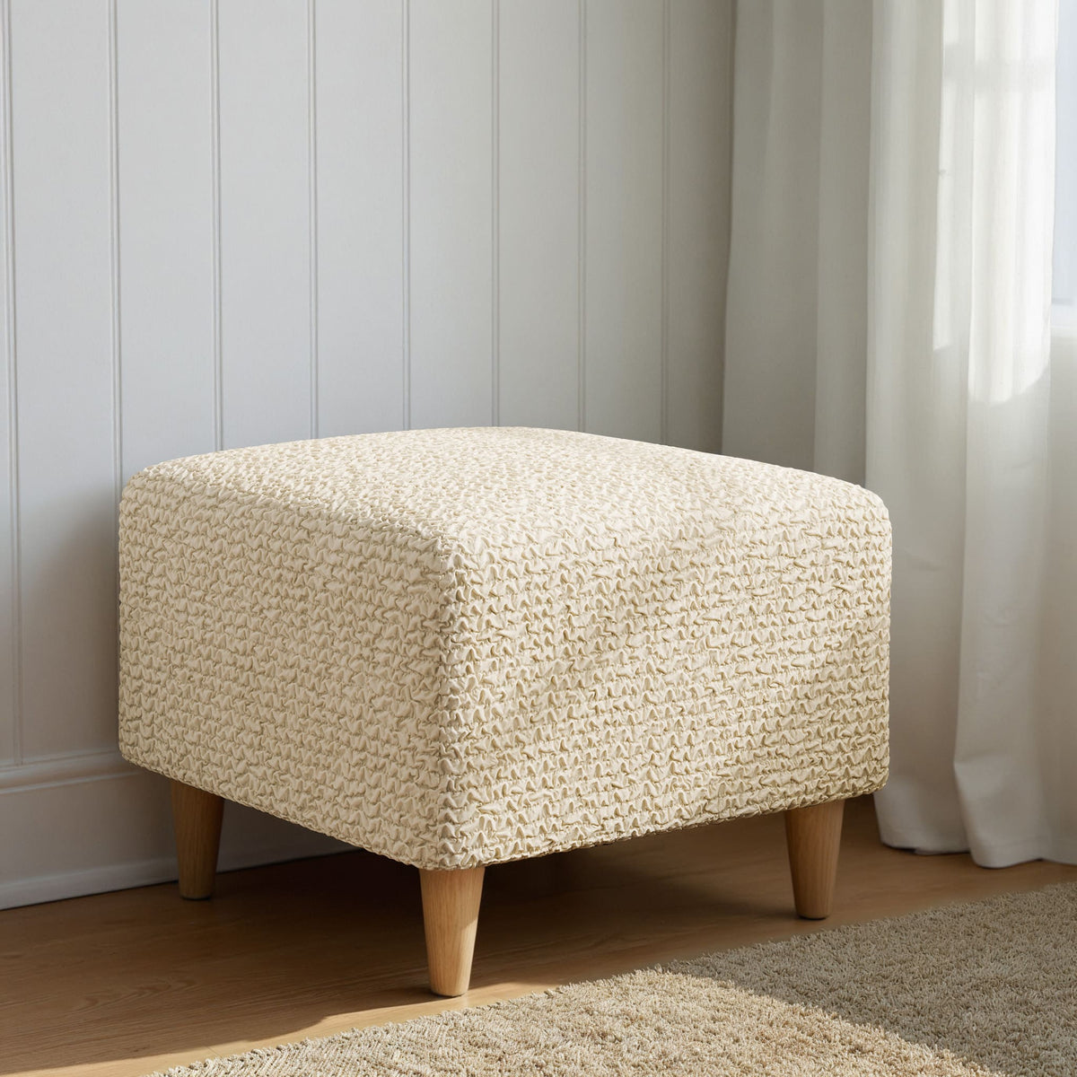 Ottoman Slipcover (Small), Comfort Collection – Cream, interior view 3 | Cream