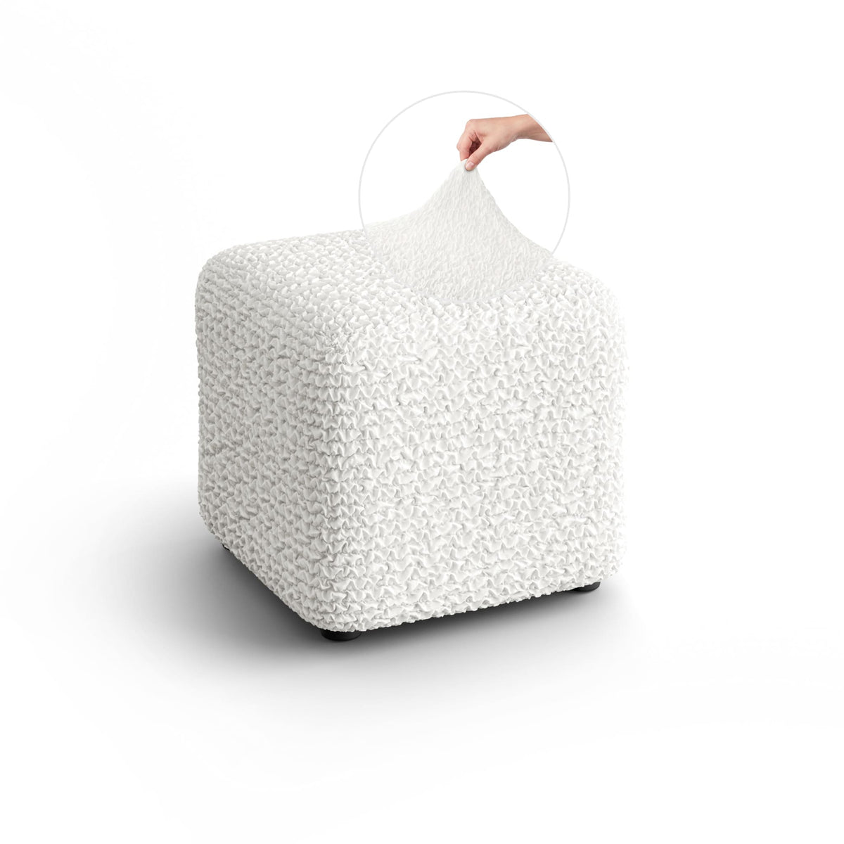 Ottoman Slipcover (Small), Comfort Collection – Crisp White, front view | Crisp White