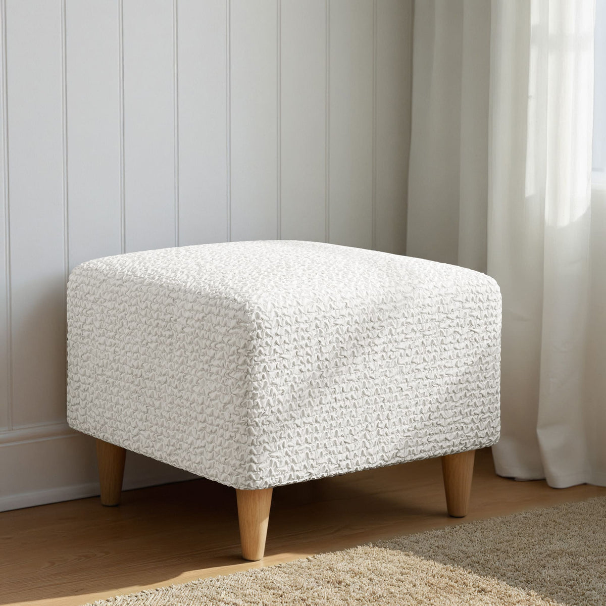 Ottoman Slipcover (Small), Comfort Collection – Crisp White, interior view 3 | Crisp White