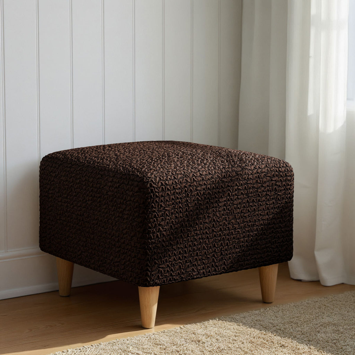 Ottoman Slipcover (Small), Comfort Collection – Dark Brown, interior view 3 | Dark Brown