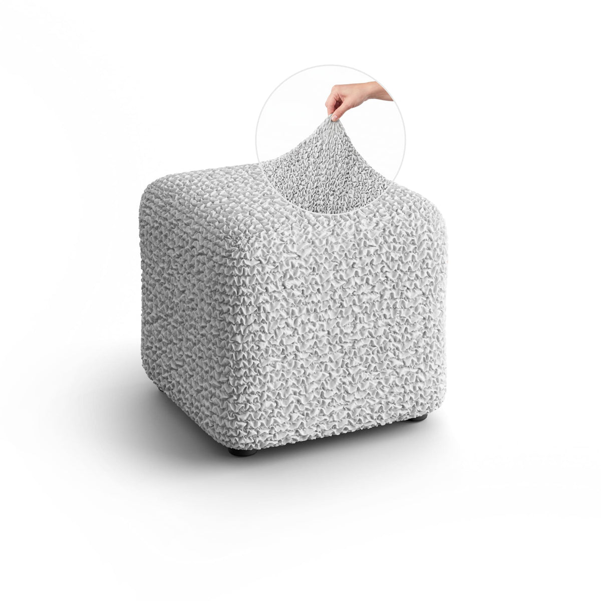 Ottoman Slipcover (Small), Comfort Collection – Light Grey, front view | Light Grey