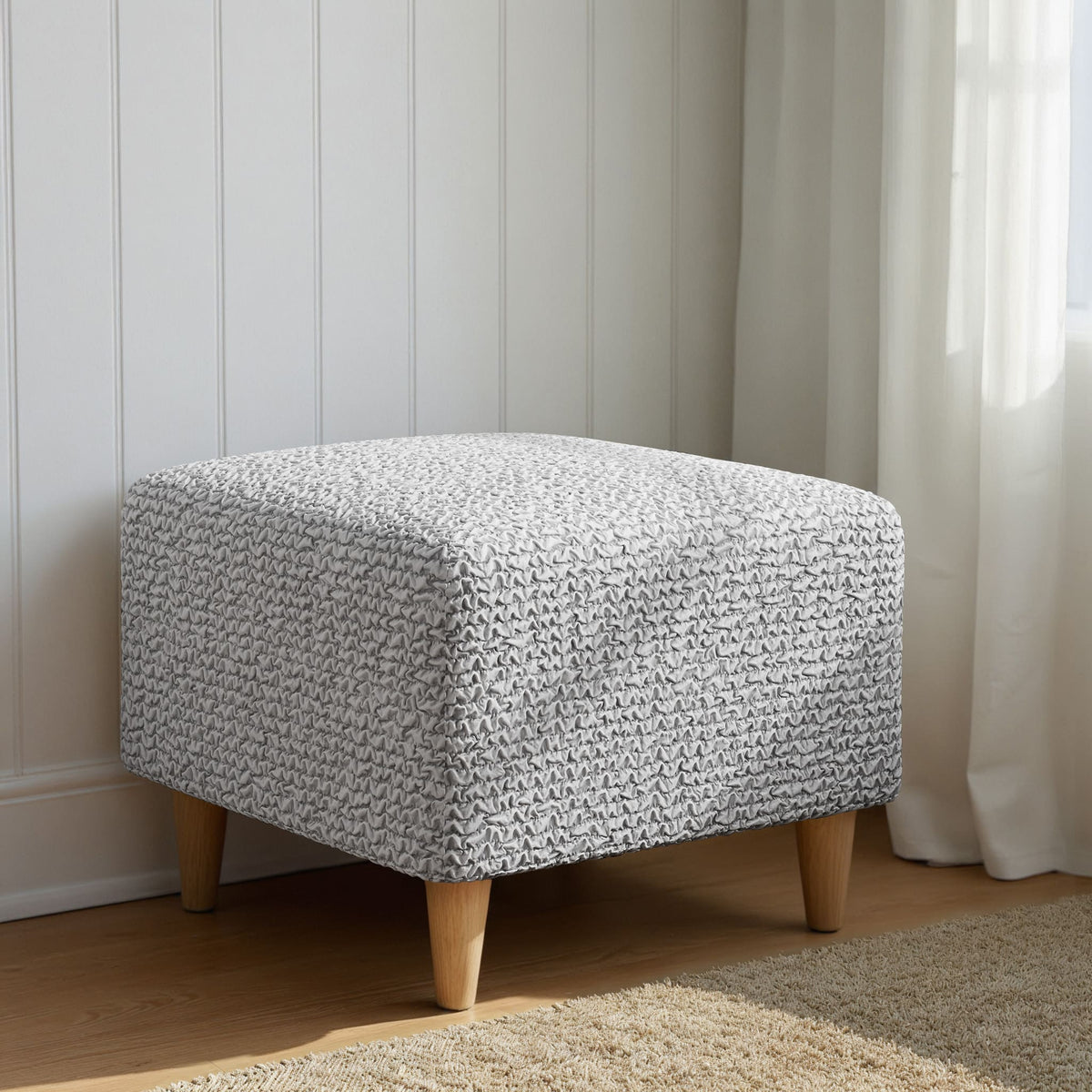 Ottoman Slipcover (Small), Comfort Collection – Light Grey, interior view 3 | Light Grey