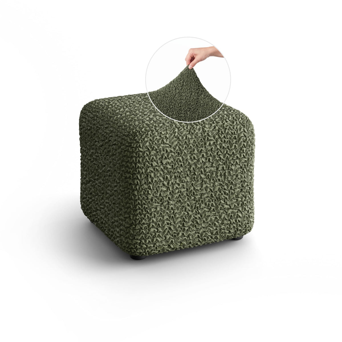 Ottoman Slipcover (Small), Comfort Collection – Moss Green, front view | Moss Green