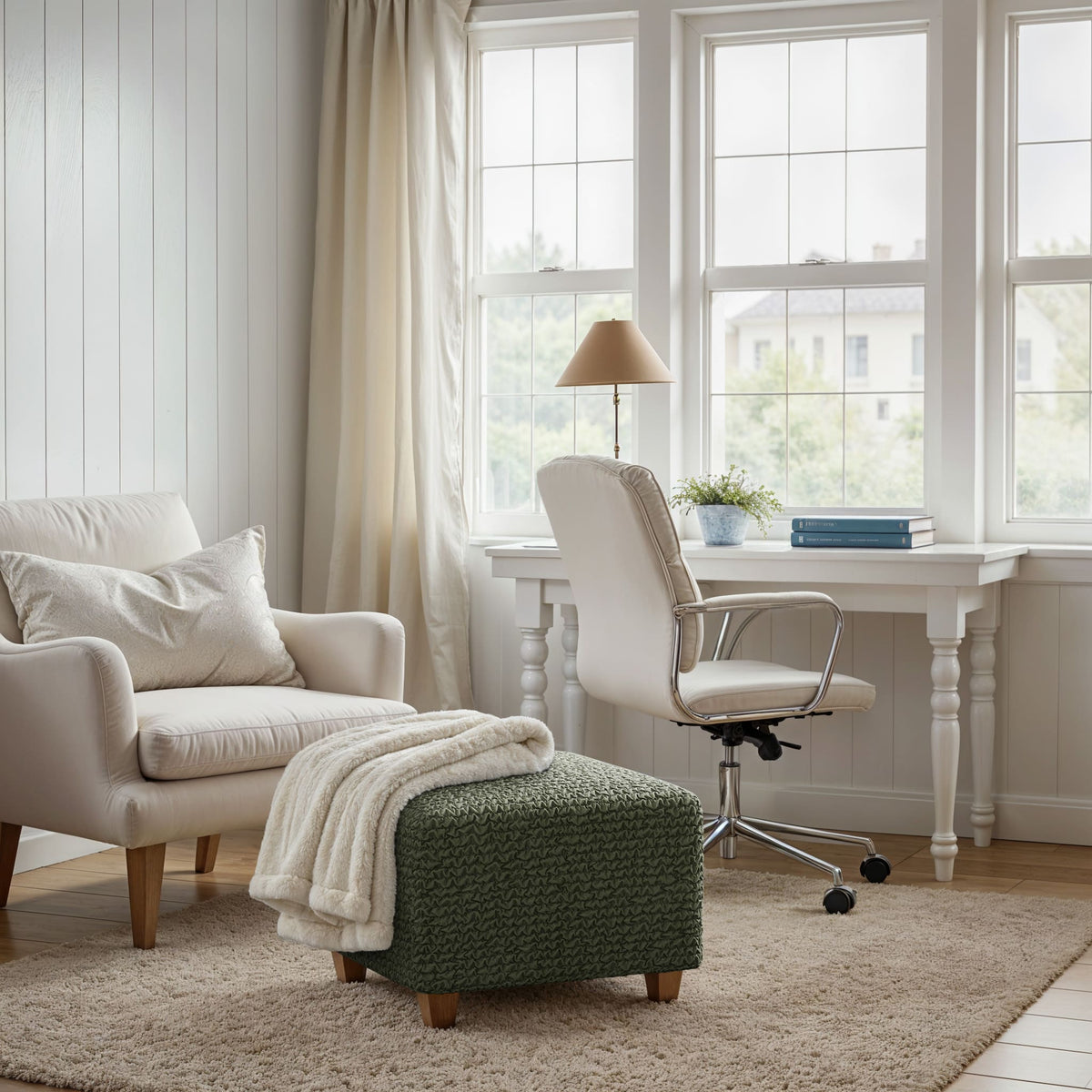 Ottoman Slipcover (Small), Comfort Collection – Moss Green, interior view 1 | Moss Green