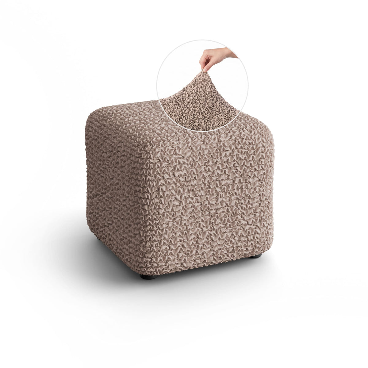 Ottoman Slipcover (Small), Comfort Collection – Soft Taupe, front view | Soft Taupe
