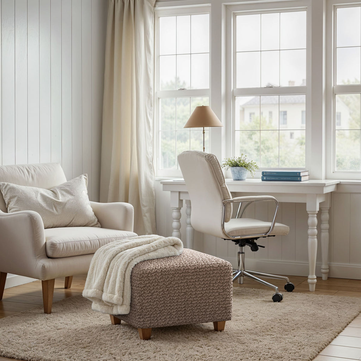 Ottoman Slipcover (Small), Comfort Collection – Soft Taupe, interior view 1 | Soft Taupe