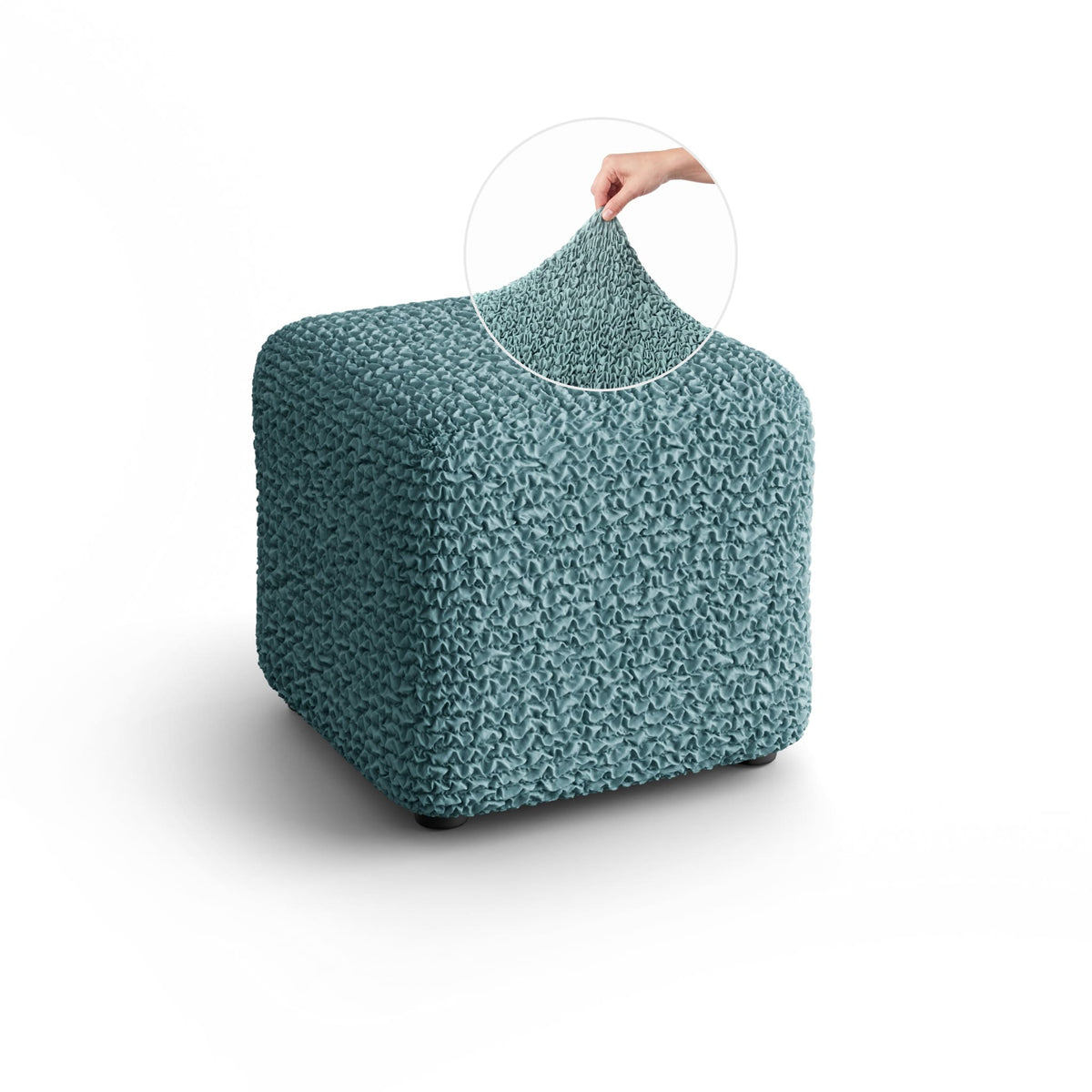 Ottoman Slipcover (Small), Comfort Collection – Teal, front view | Teal